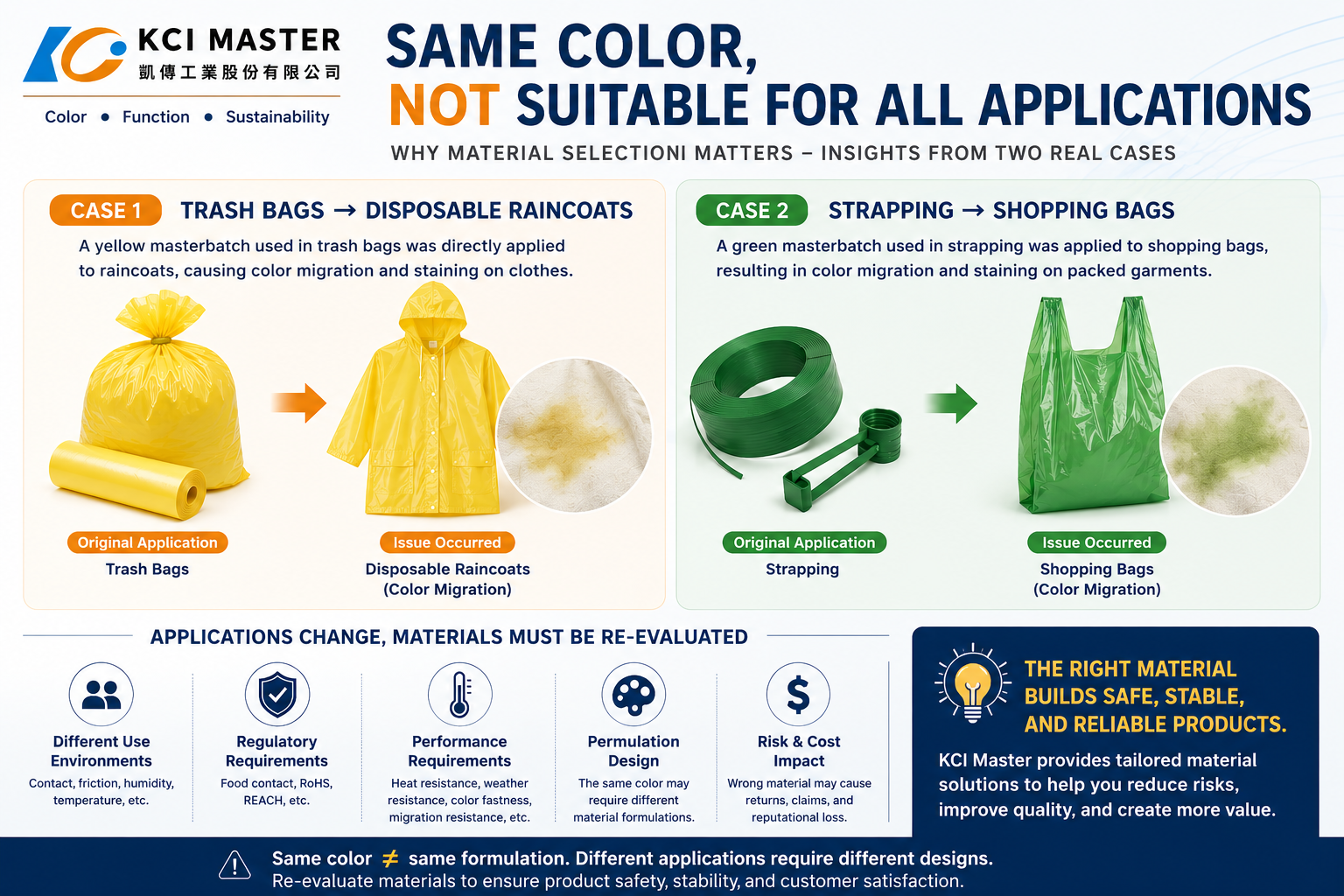 Why the same color masterbatch cannot be used for every plastic product