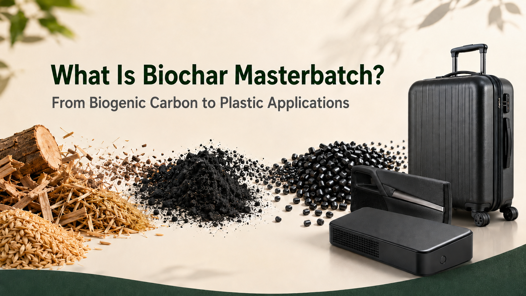 Biochar masterbatch from biogenic carbon to plastic applications